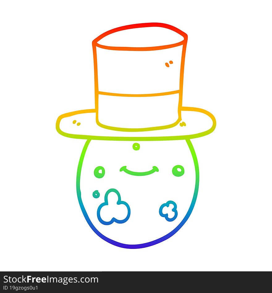 rainbow gradient line drawing of a cartoon posh egg