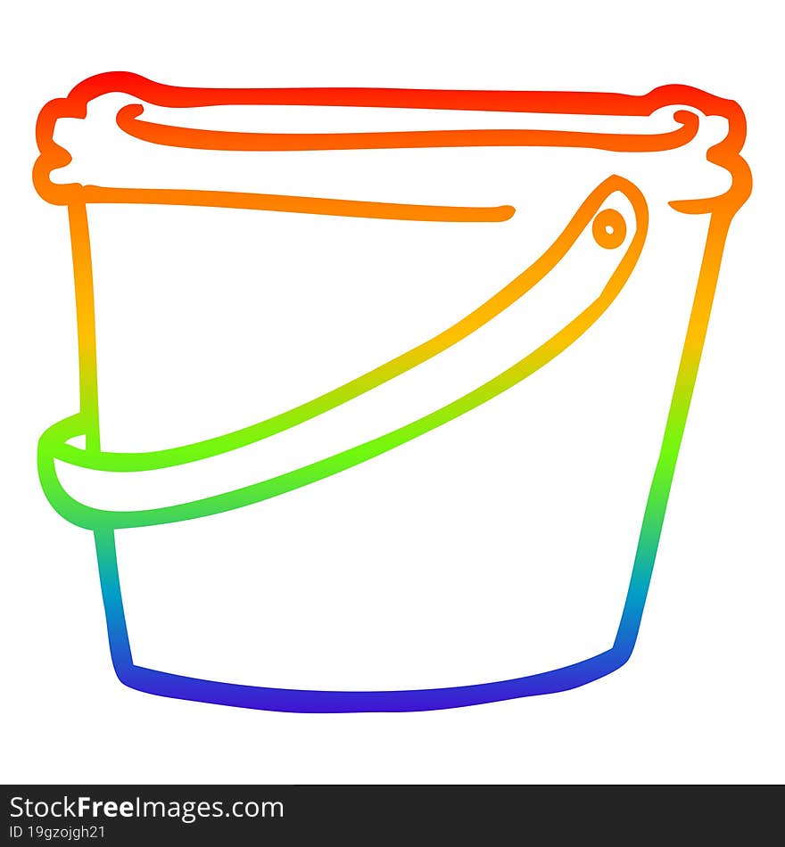 rainbow gradient line drawing of a cartoon bucket