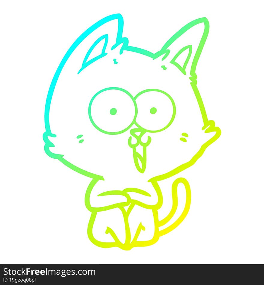 cold gradient line drawing funny cartoon cat