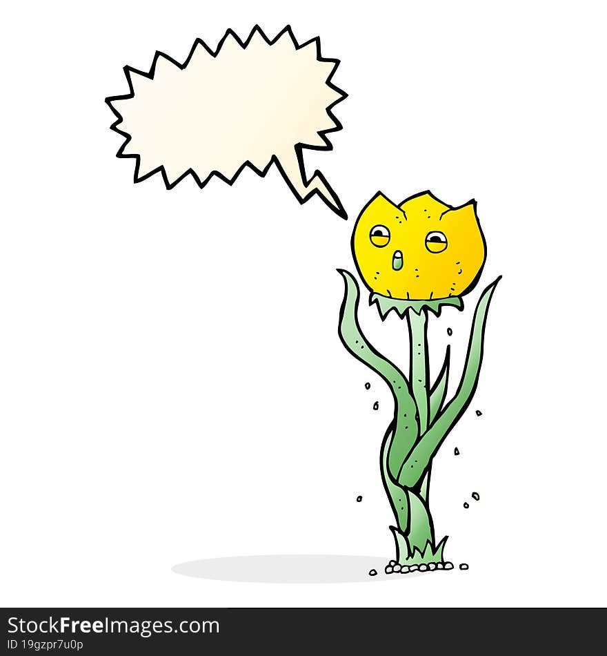 Cartoon Flower With Speech Bubble