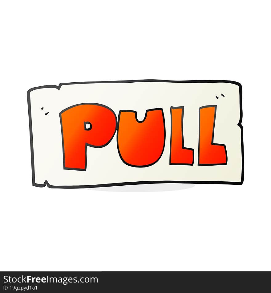 cartoon door pull sign