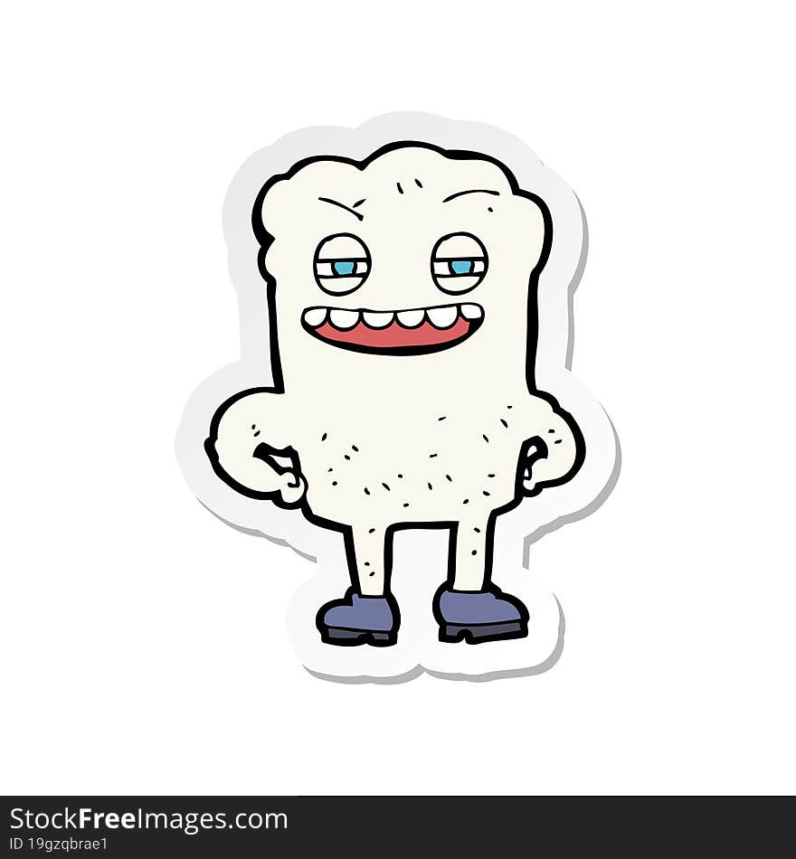 Sticker Of A Cartoon Happy Tooth