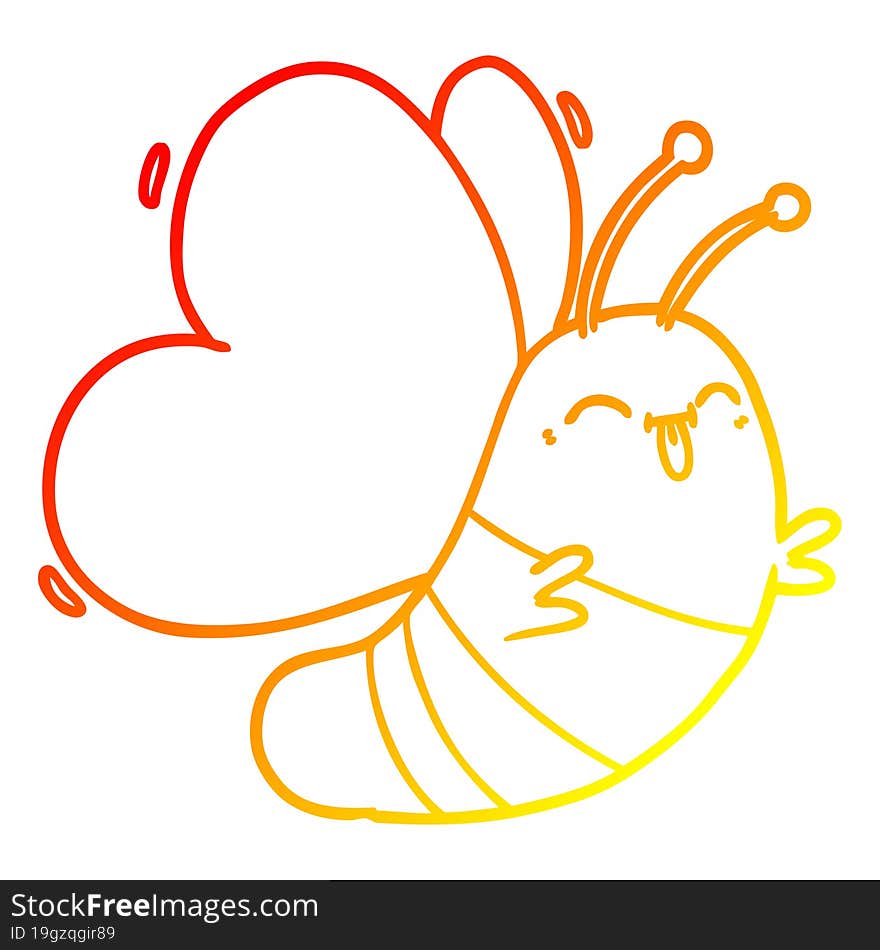 warm gradient line drawing funny cartoon butterfly