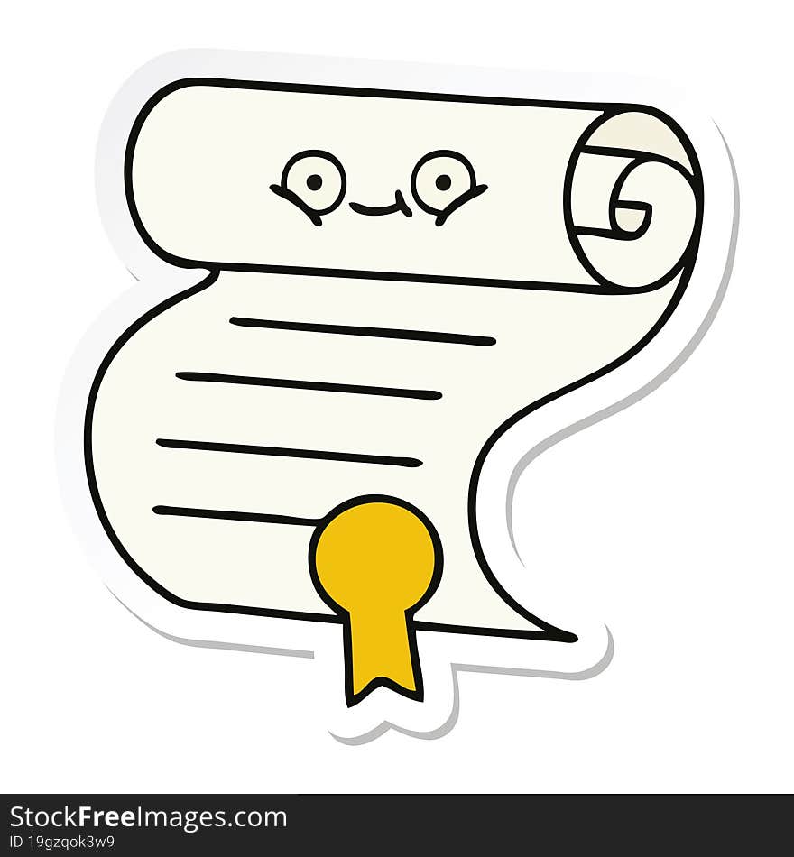 sticker of a cute cartoon contract