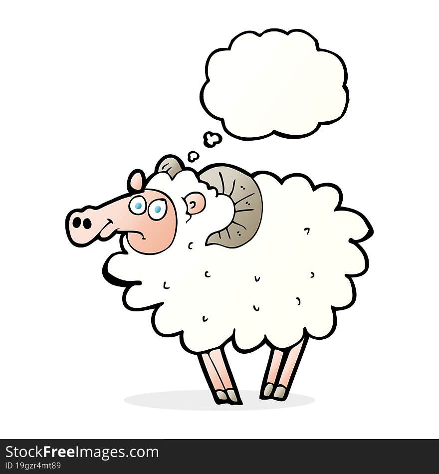 Cartoon Ram With Thought Bubble