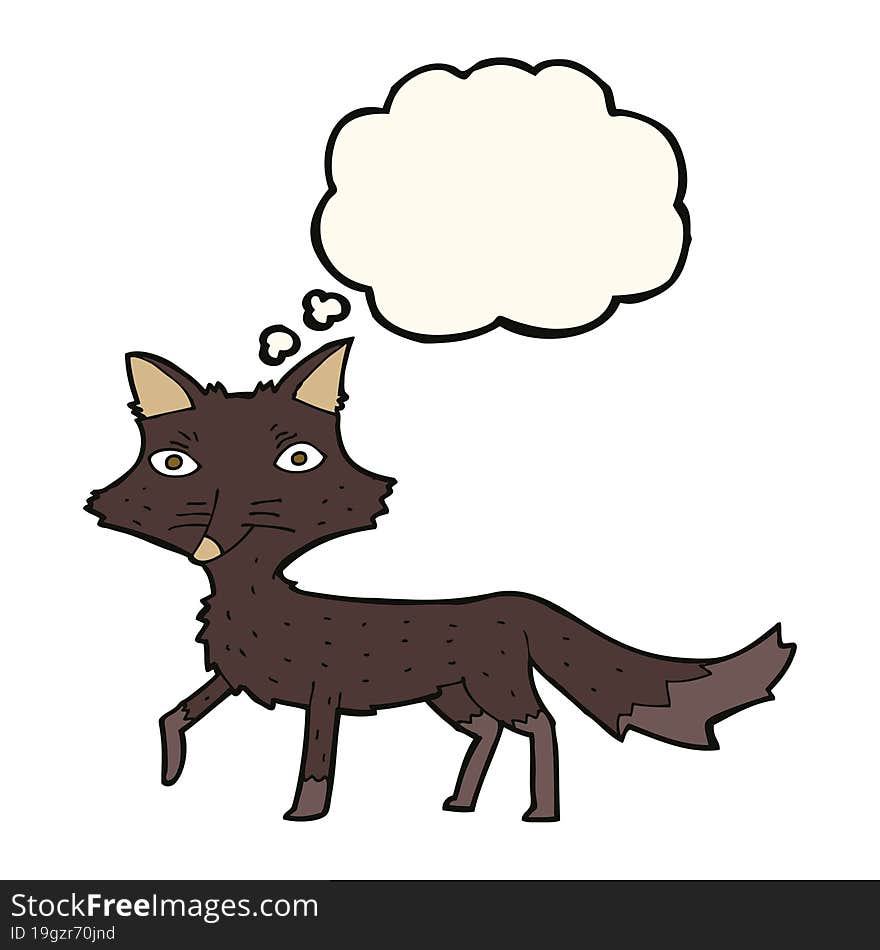 cartoon little wolf with thought bubble