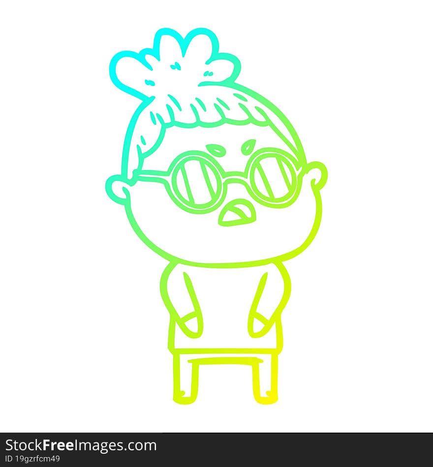 cold gradient line drawing cartoon annoyed woman