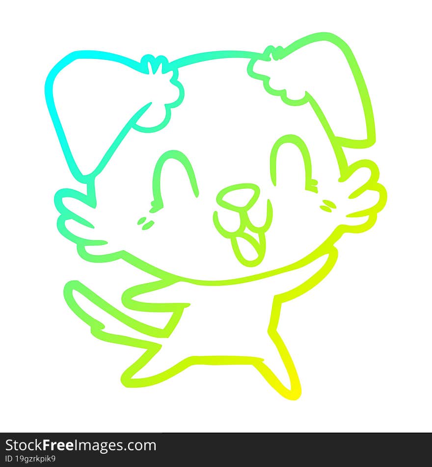 cold gradient line drawing of a laughing cartoon dog