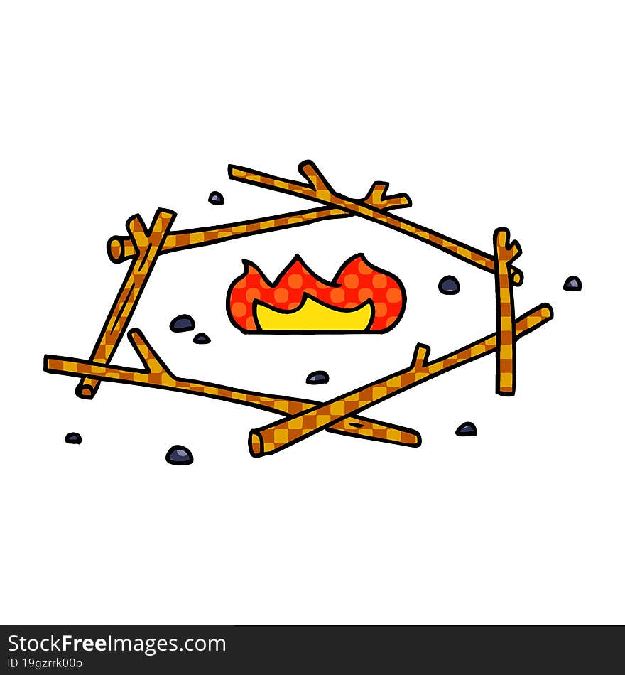 cartoon doodle of a camp fire