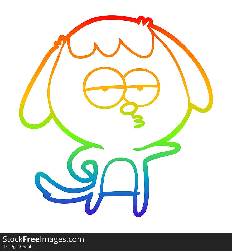 rainbow gradient line drawing cartoon bored dog