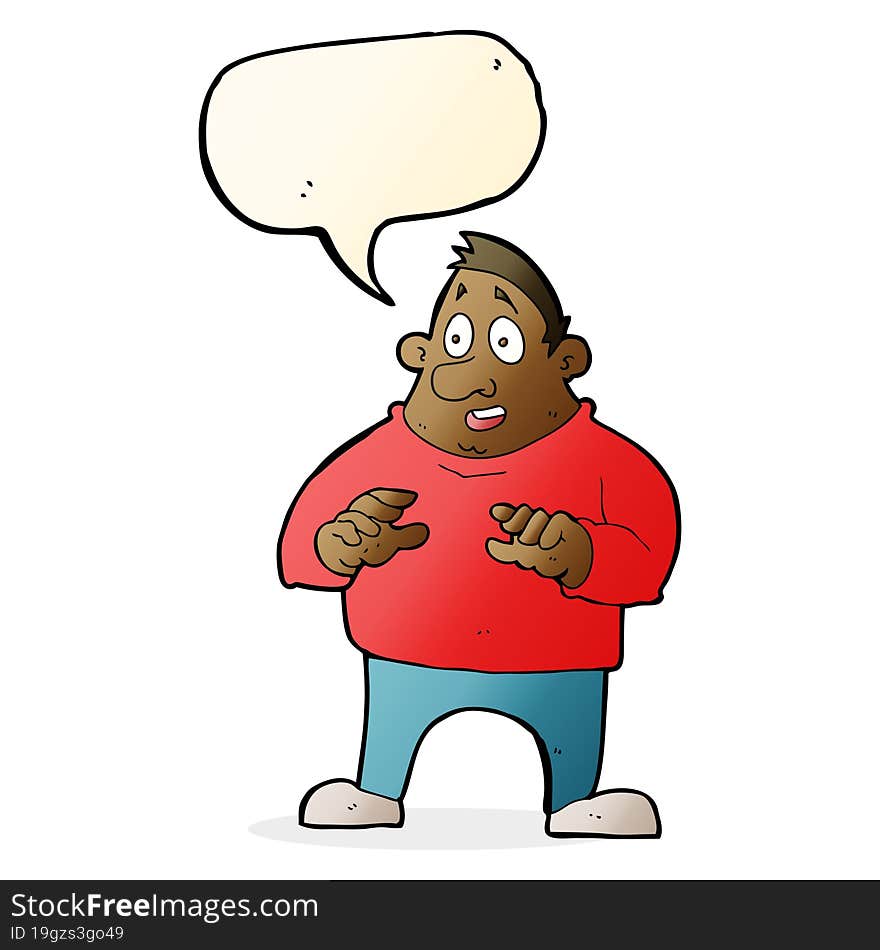 cartoon excited overweight man with speech bubble