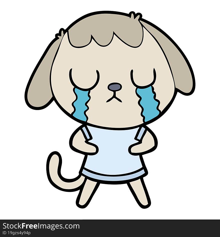 cute cartoon dog crying. cute cartoon dog crying