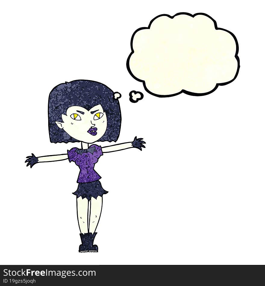 Cartoon Vampire Girl With Thought Bubble