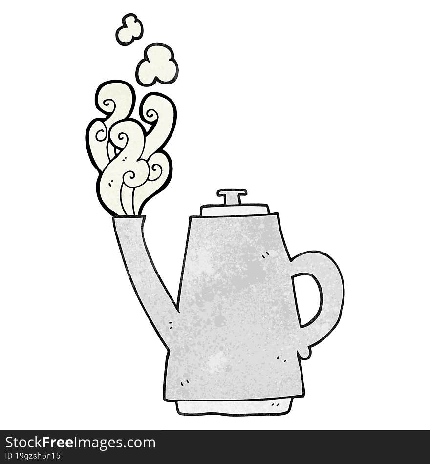 freehand textured cartoon steaming coffee kettle