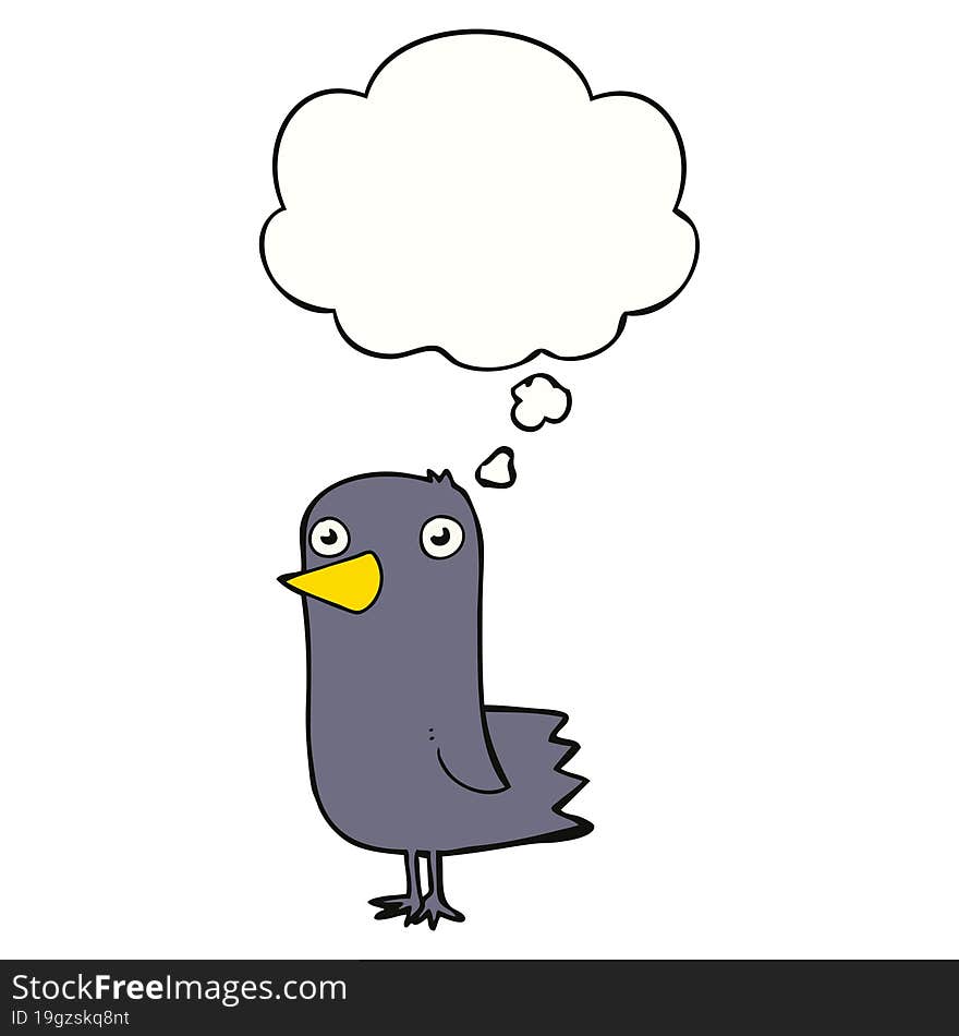 cartoon bird with thought bubble. cartoon bird with thought bubble