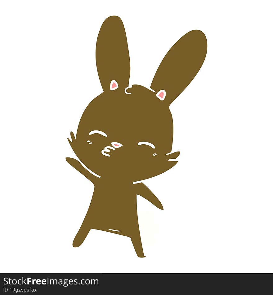 curious bunny flat color style cartoon