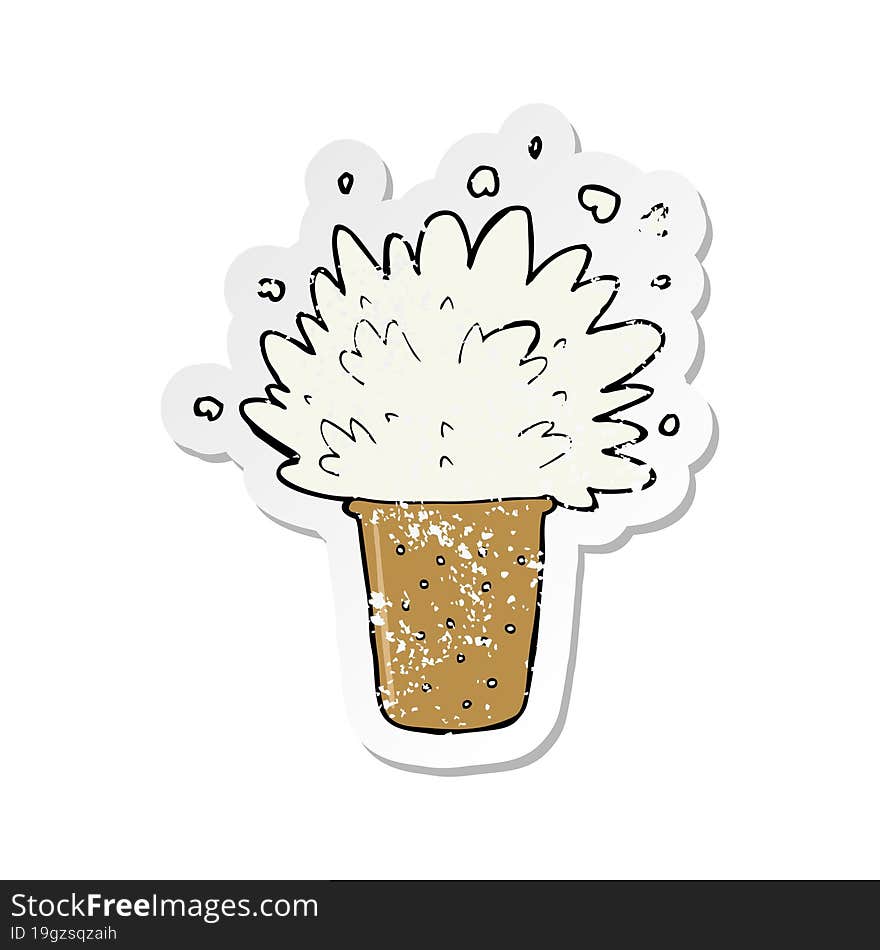 retro distressed sticker of a cartoon frothy beer