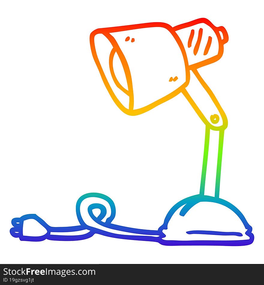 rainbow gradient line drawing cartoon desk lamp