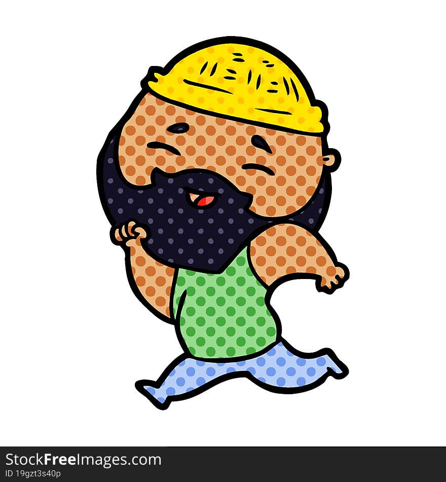 cartoon happy bearded man. cartoon happy bearded man