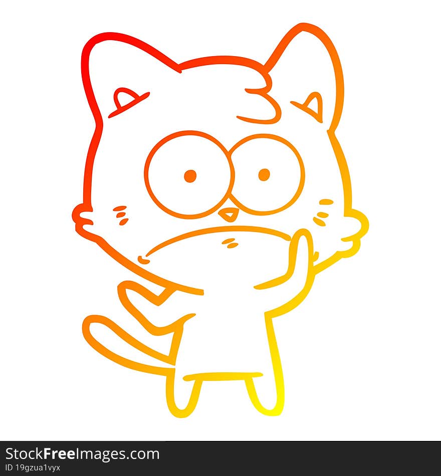 Warm Gradient Line Drawing Cartoon Nervous Cat