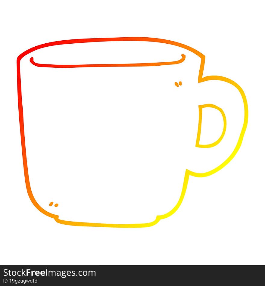 warm gradient line drawing cartoon coffee cup