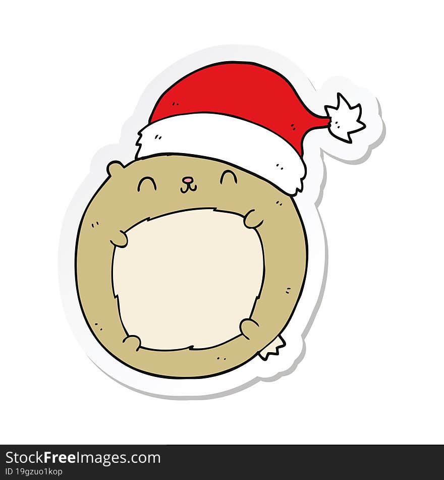 Sticker Of A Cute Cartoon Christmas Bear