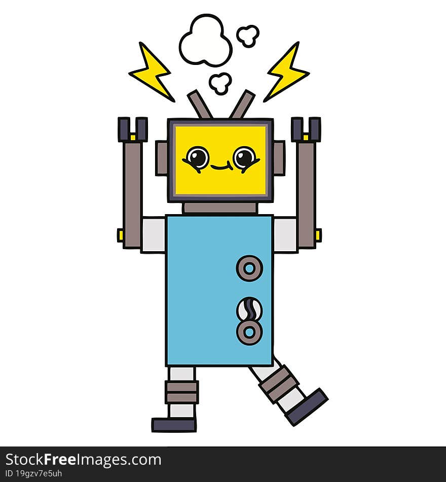 cute cartoon of a malfunctioning robot