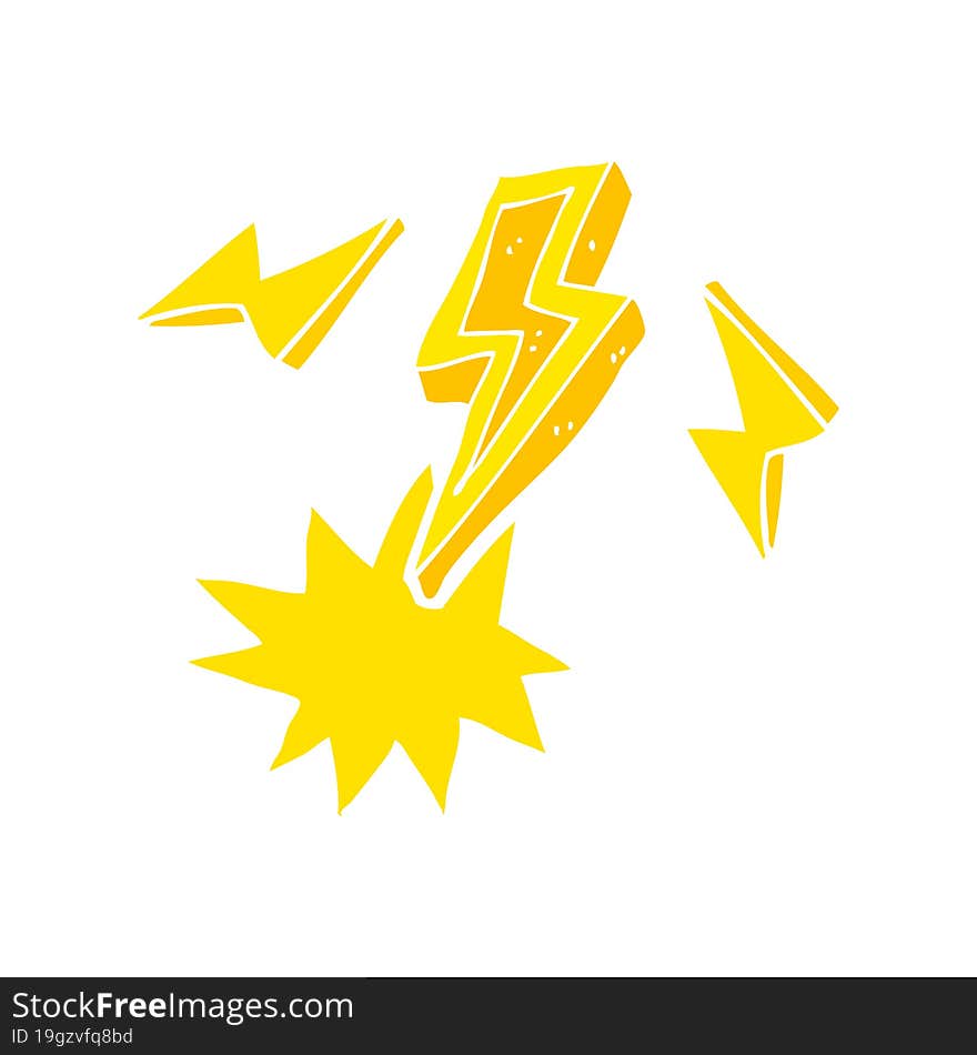 flat color illustration of a cartoon lightning bolt doodle