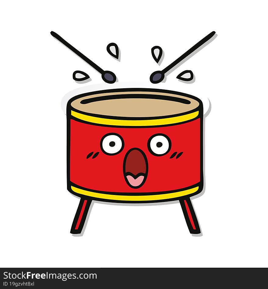 sticker of a cute cartoon drum