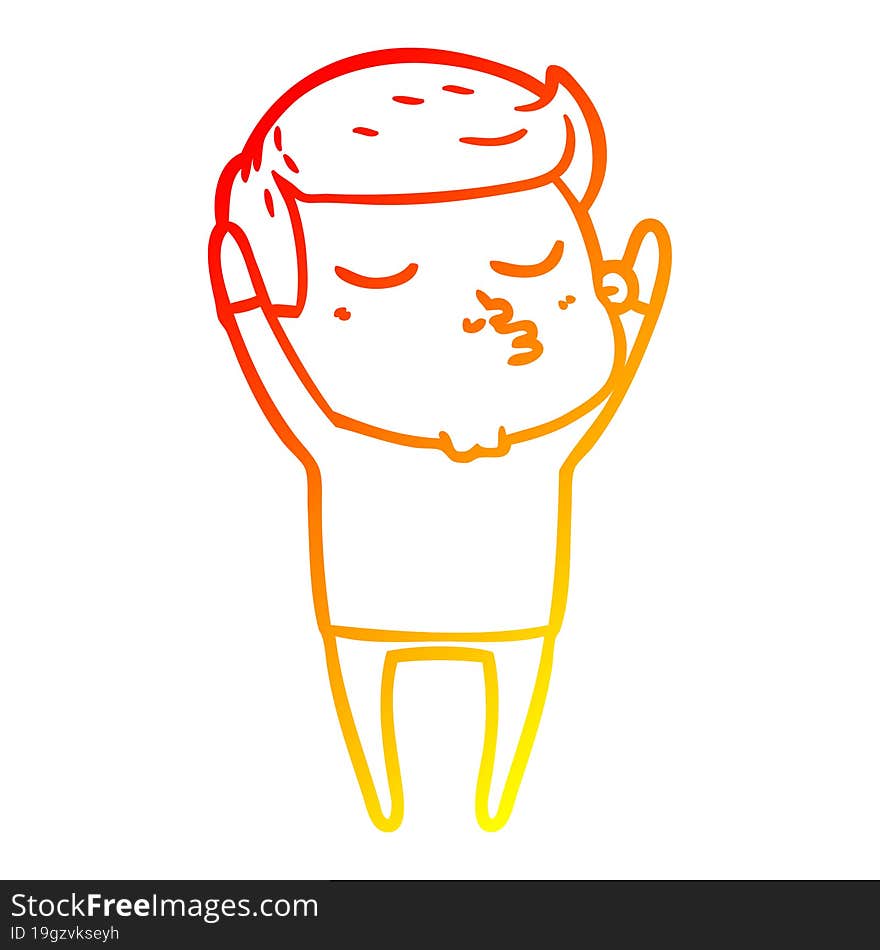 warm gradient line drawing cartoon model guy pouting