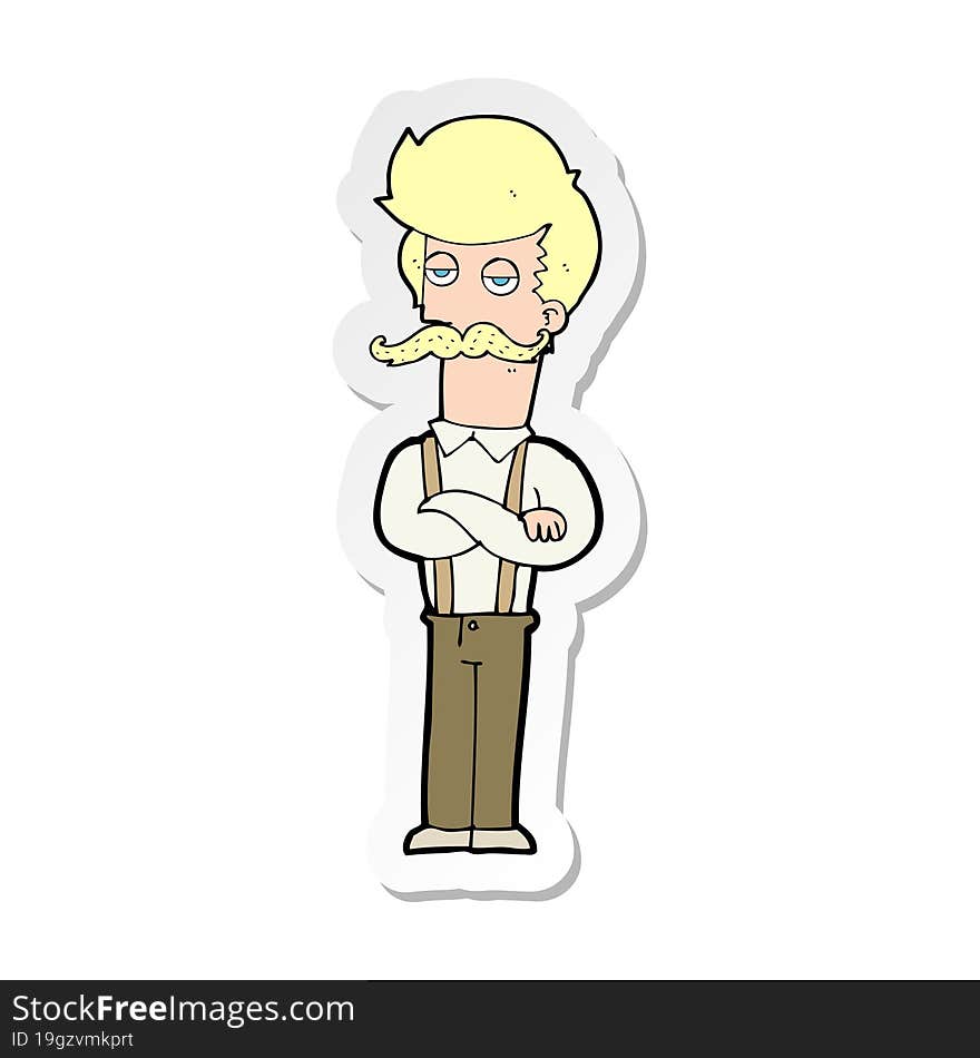 sticker of a cartoon man with mustache