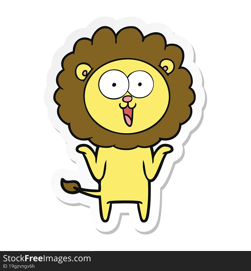 sticker of a happy cartoon lion