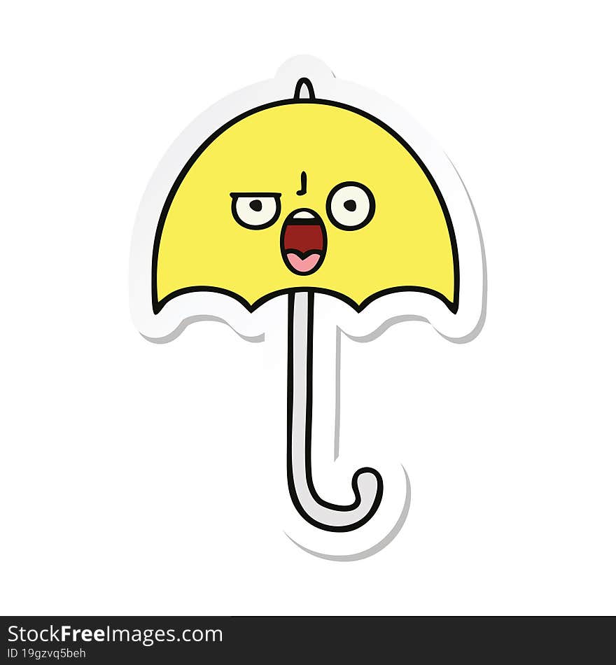 Sticker Of A Cute Cartoon Umbrella