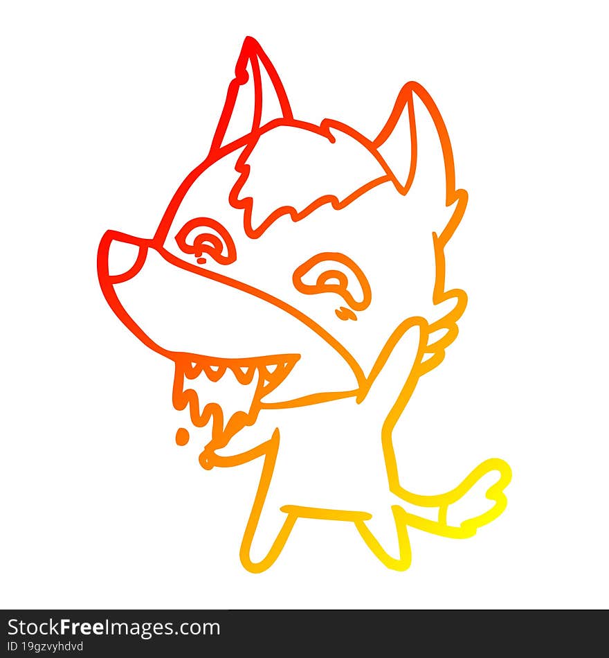 warm gradient line drawing cartoon hungry wolf