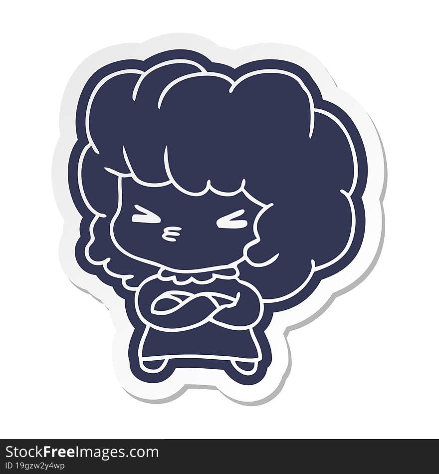 Cartoon Sticker Of A Cute Cross Kawaii Girl