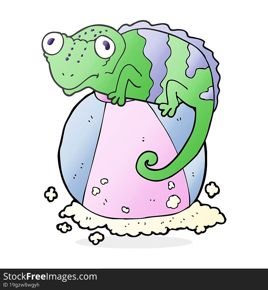 cartoon chameleon on ball