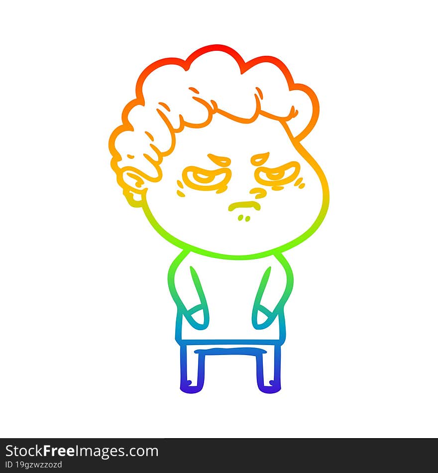 rainbow gradient line drawing cartoon angry man