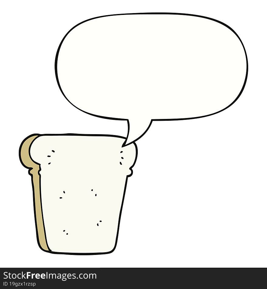 cartoon slice of bread with speech bubble. cartoon slice of bread with speech bubble