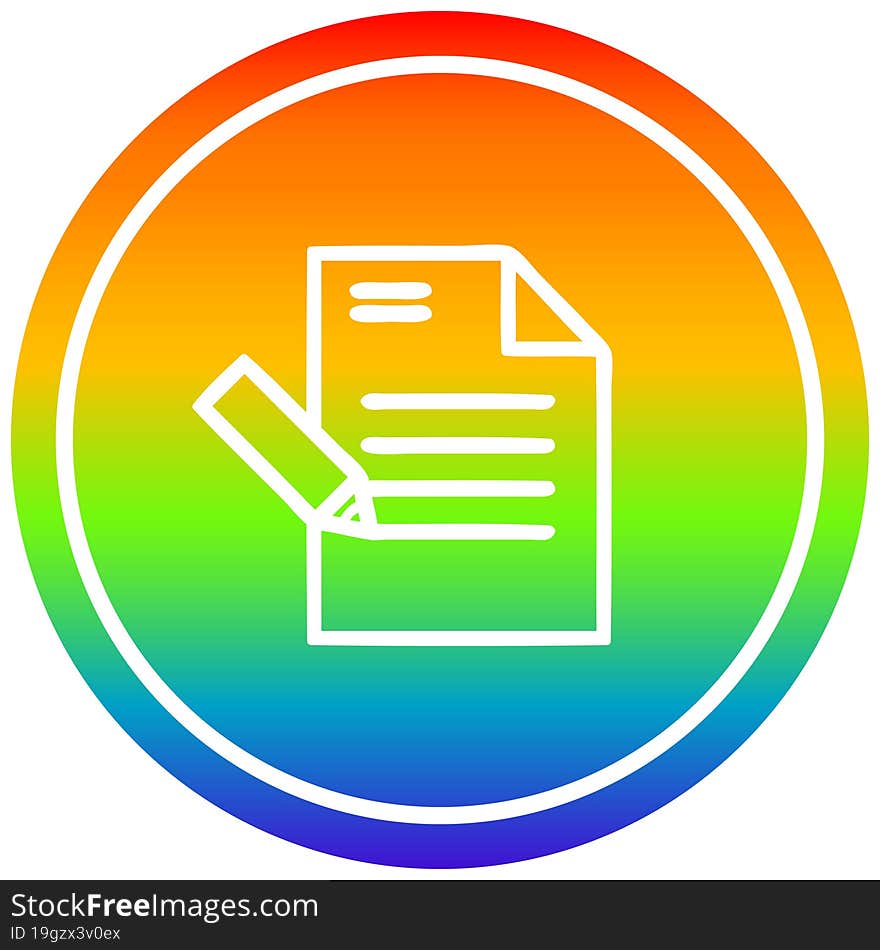 writing document circular in rainbow spectrum