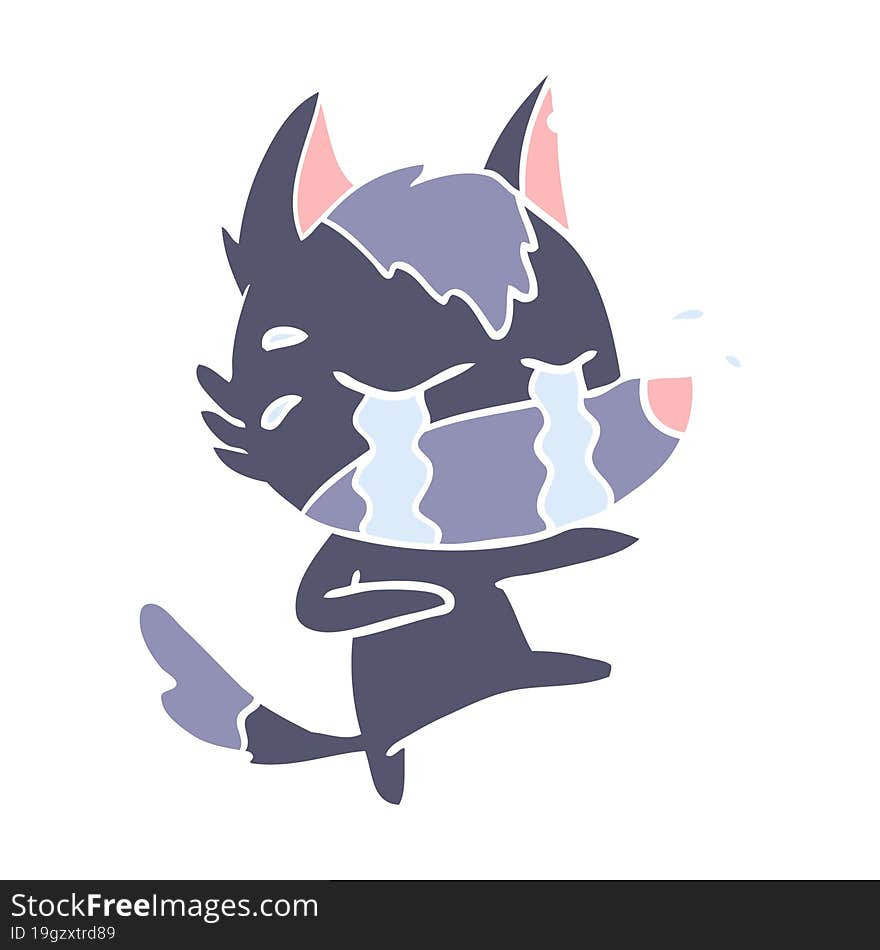 Flat Color Style Cartoon Crying Wolf