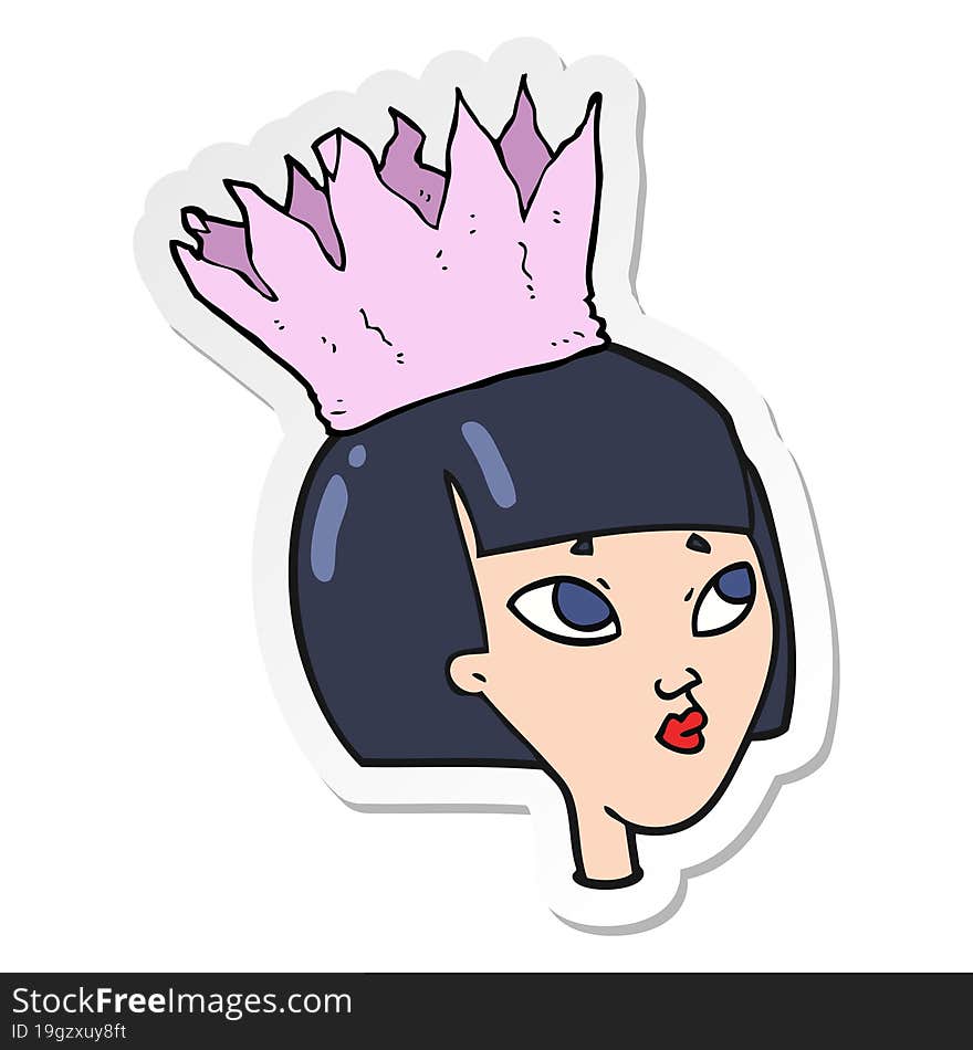 sticker of a cartoon woman wearing paper crown