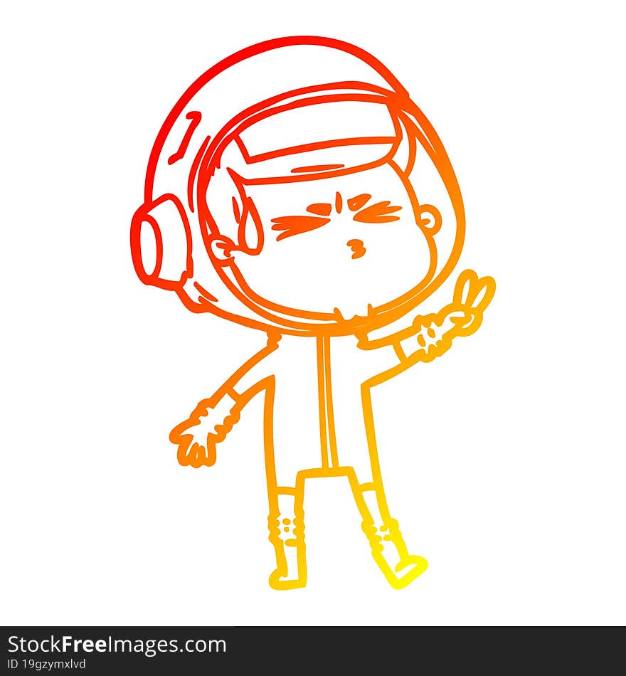 warm gradient line drawing cartoon stressed astronaut