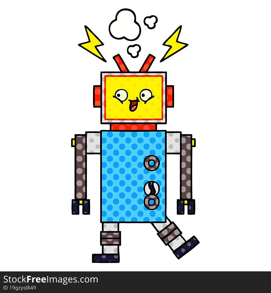 comic book style cartoon robot