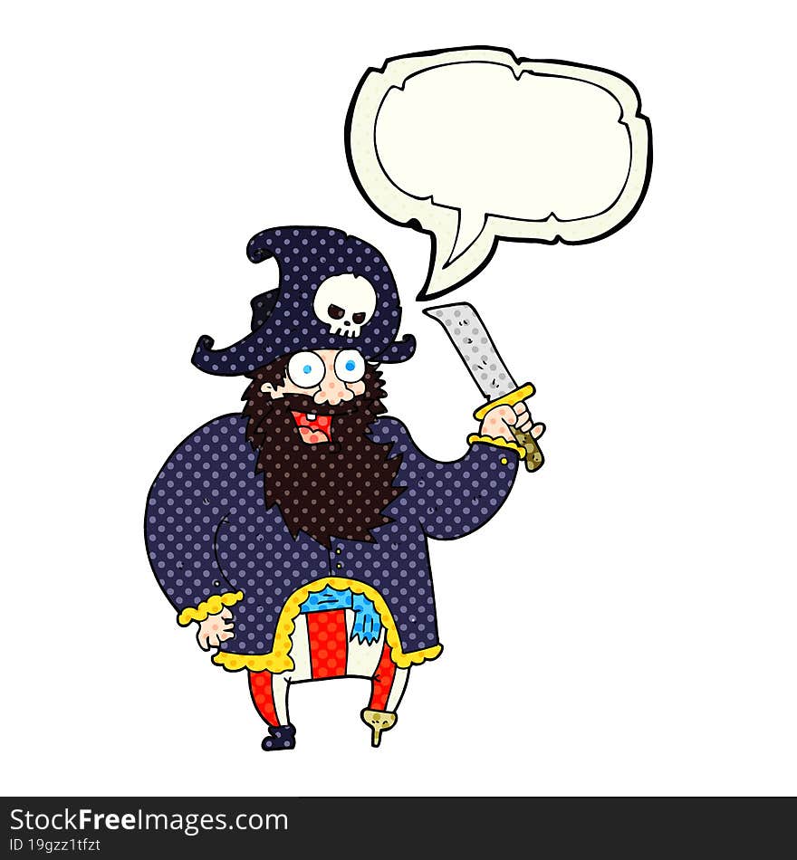 Comic Book Speech Bubble Cartoon Pirate Captain