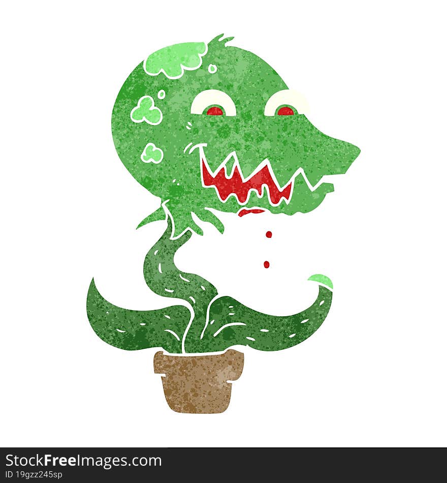 retro cartoon monster plant