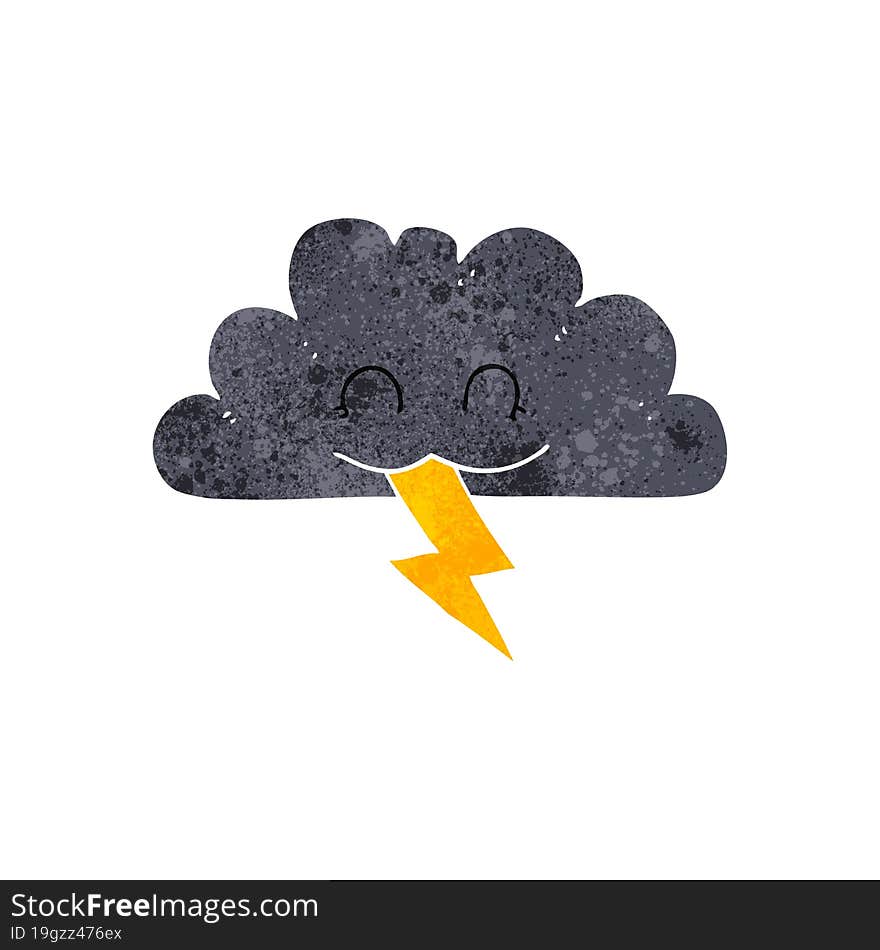 freehand retro cartoon storm cloud