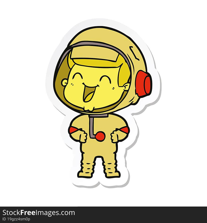 Sticker Of A Happy Cartoon Astronaut