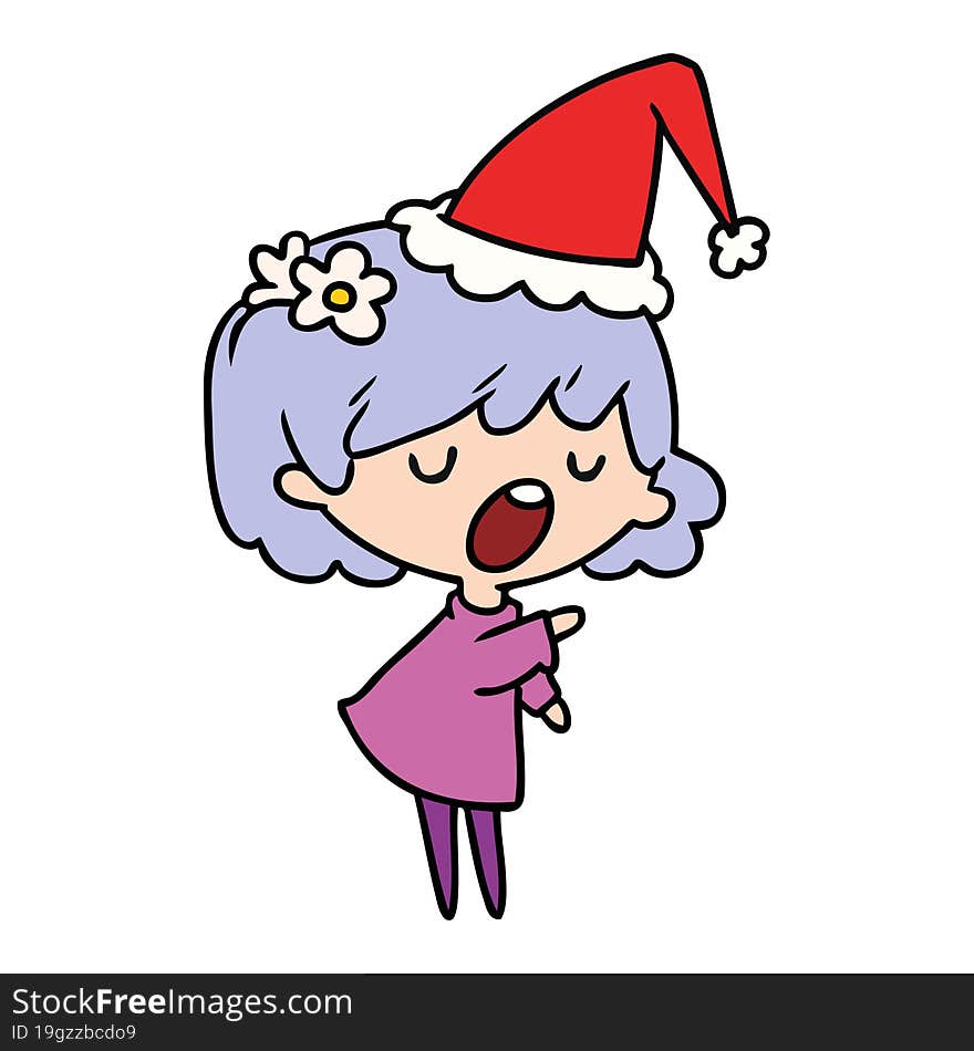 hand drawn christmas cartoon of kawaii girl