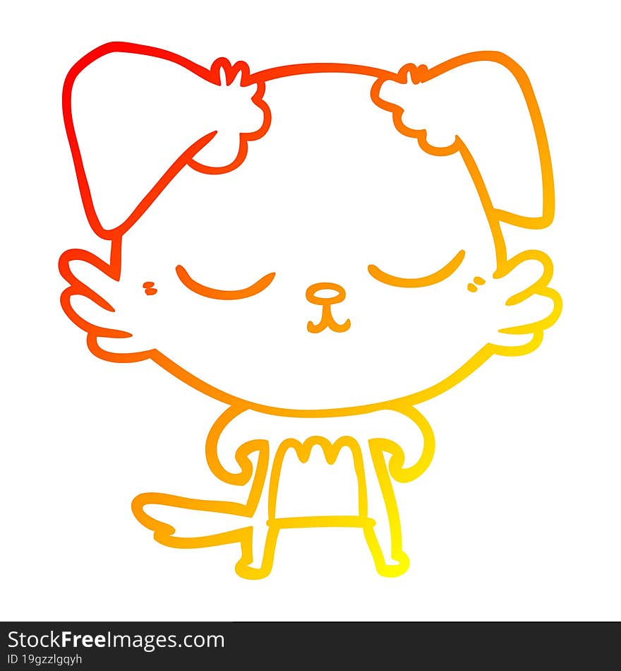 warm gradient line drawing cute cartoon dog