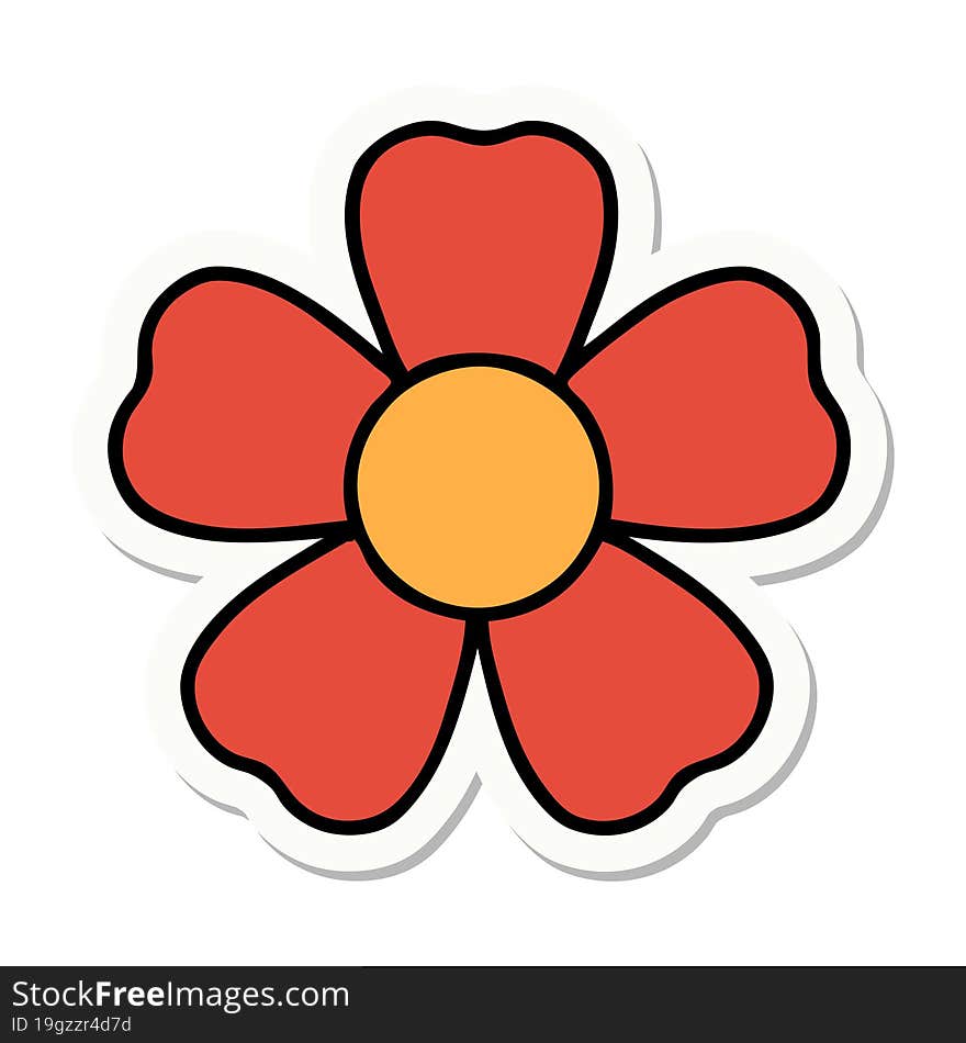 sticker of tattoo in traditional style of a flower. sticker of tattoo in traditional style of a flower